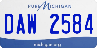 MI license plate DAW2584