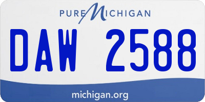 MI license plate DAW2588