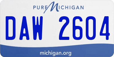 MI license plate DAW2604