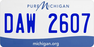 MI license plate DAW2607