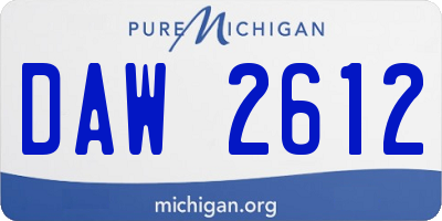 MI license plate DAW2612