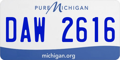 MI license plate DAW2616