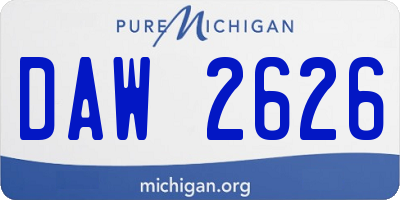 MI license plate DAW2626