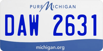 MI license plate DAW2631