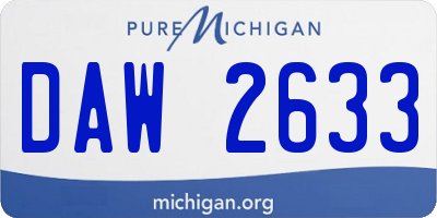 MI license plate DAW2633