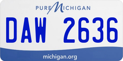 MI license plate DAW2636