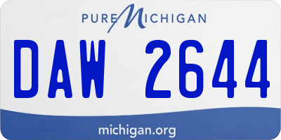 MI license plate DAW2644