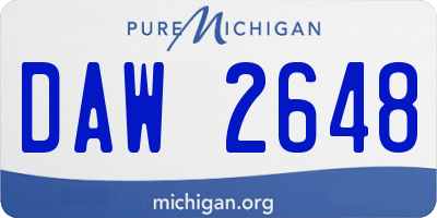 MI license plate DAW2648