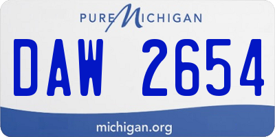 MI license plate DAW2654