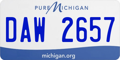 MI license plate DAW2657
