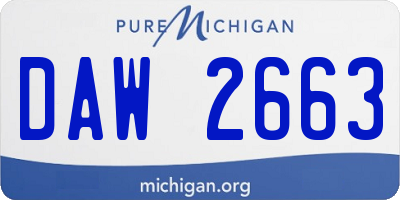MI license plate DAW2663