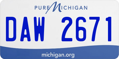 MI license plate DAW2671