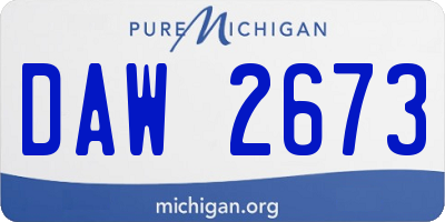 MI license plate DAW2673