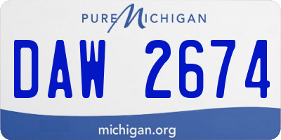 MI license plate DAW2674