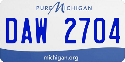 MI license plate DAW2704