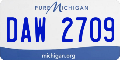 MI license plate DAW2709