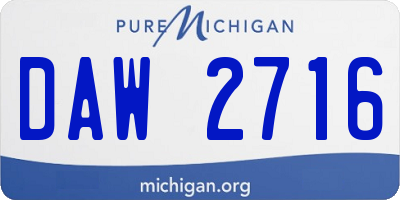 MI license plate DAW2716