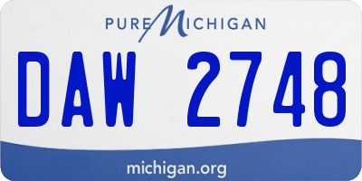 MI license plate DAW2748