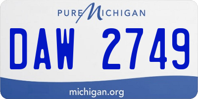 MI license plate DAW2749