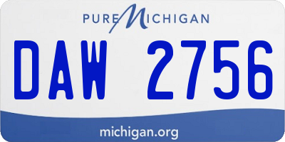 MI license plate DAW2756