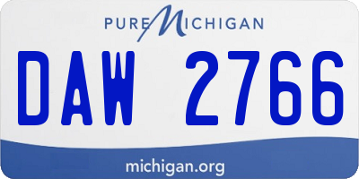 MI license plate DAW2766