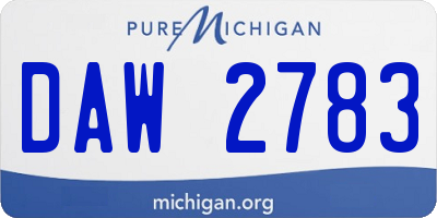 MI license plate DAW2783