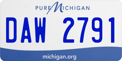 MI license plate DAW2791