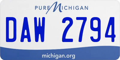 MI license plate DAW2794