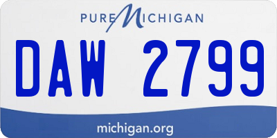 MI license plate DAW2799