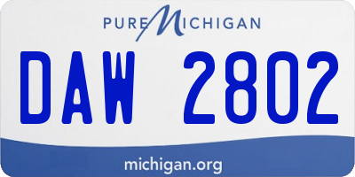 MI license plate DAW2802