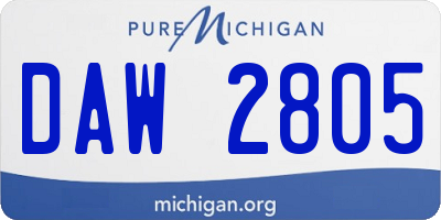 MI license plate DAW2805