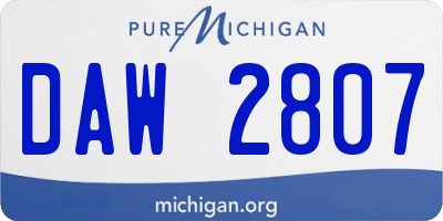 MI license plate DAW2807