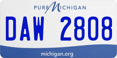 MI license plate DAW2808