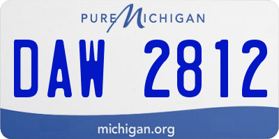 MI license plate DAW2812