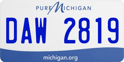 MI license plate DAW2819