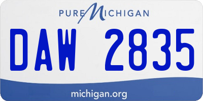 MI license plate DAW2835