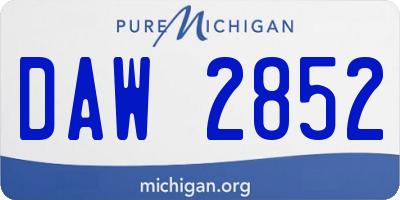 MI license plate DAW2852