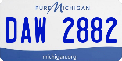 MI license plate DAW2882