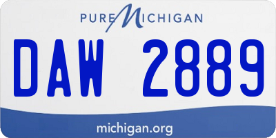 MI license plate DAW2889