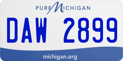 MI license plate DAW2899