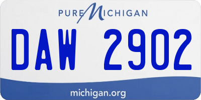 MI license plate DAW2902