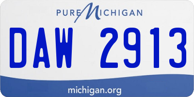 MI license plate DAW2913