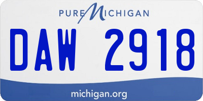 MI license plate DAW2918