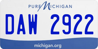 MI license plate DAW2922