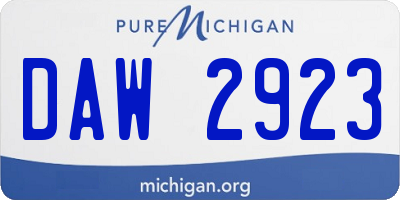 MI license plate DAW2923