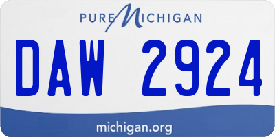 MI license plate DAW2924
