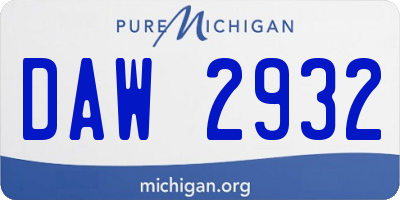 MI license plate DAW2932