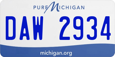 MI license plate DAW2934