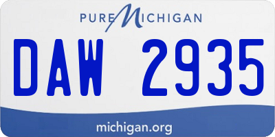 MI license plate DAW2935