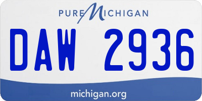 MI license plate DAW2936